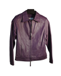 Vintage Purple Leather Zip-Up Biker Jacket