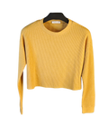 Golden Yellow Waffle Knit Cropped Crewneck