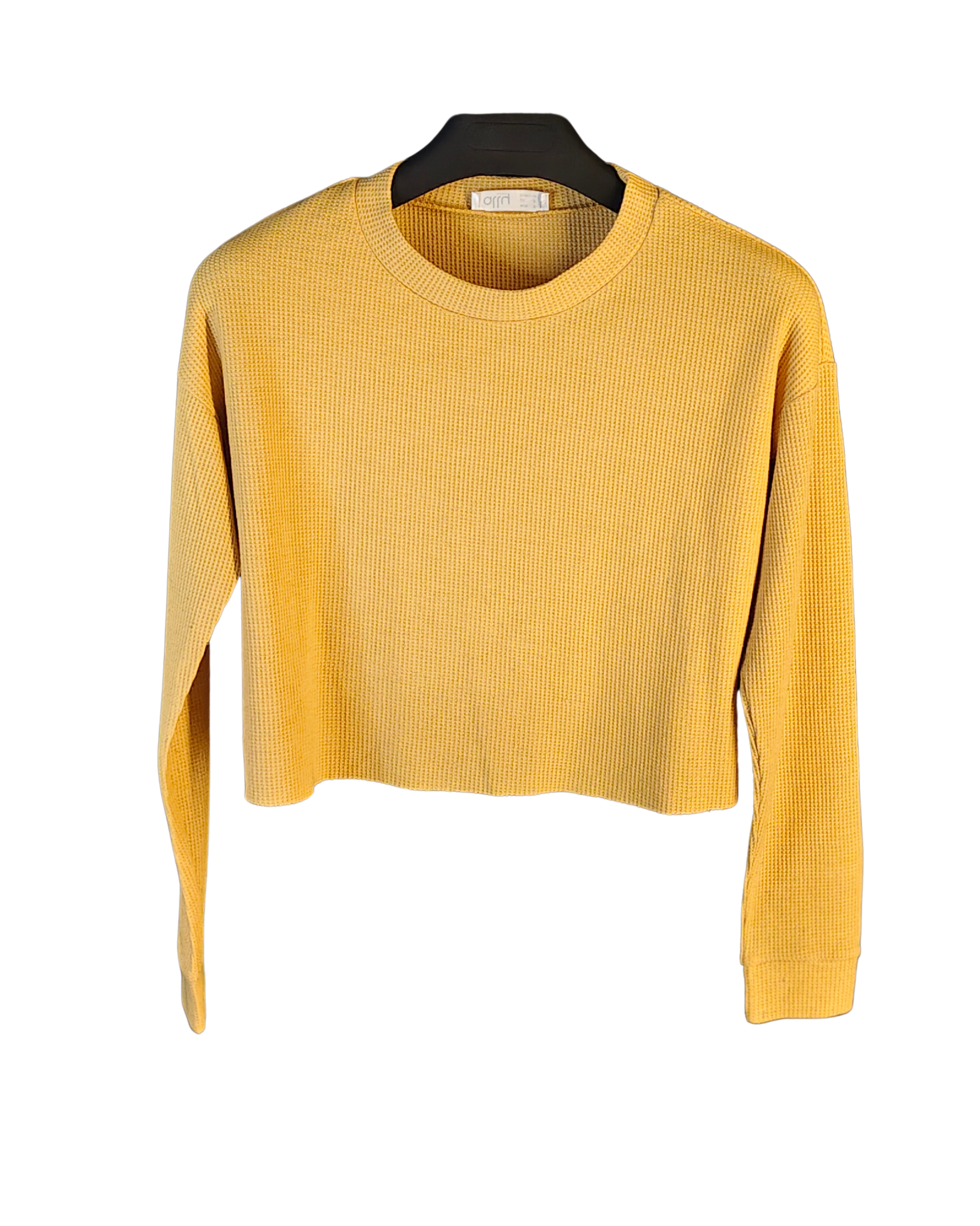 Golden Yellow Waffle Knit Cropped Crewneck