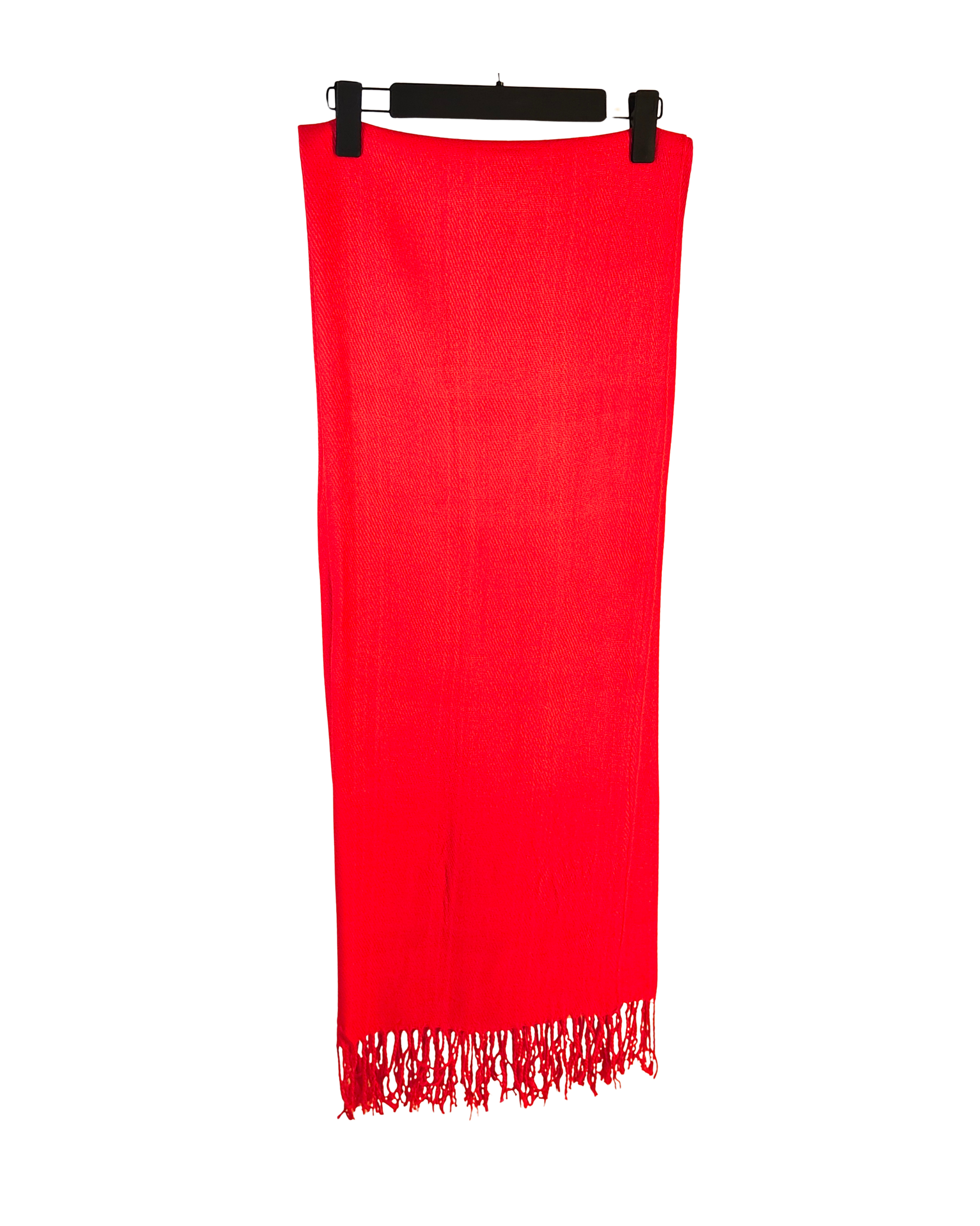 Radiant Scarlet Red Tasseled Scarf