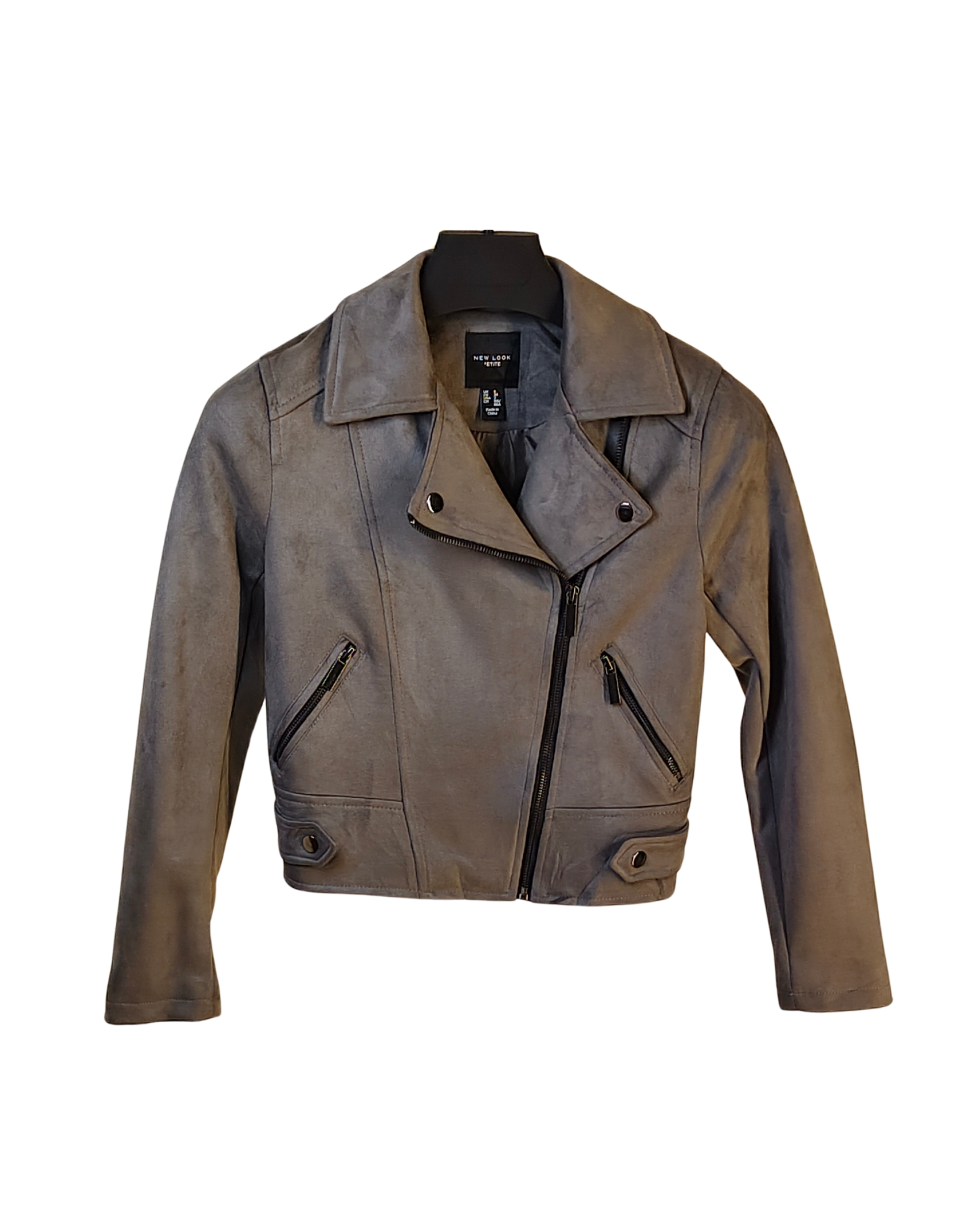 New Look Petite Slate Grey Faux Suede Jacket
