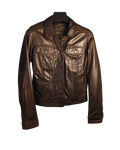 Classic Brown Genuine Leather Trucker Jacket