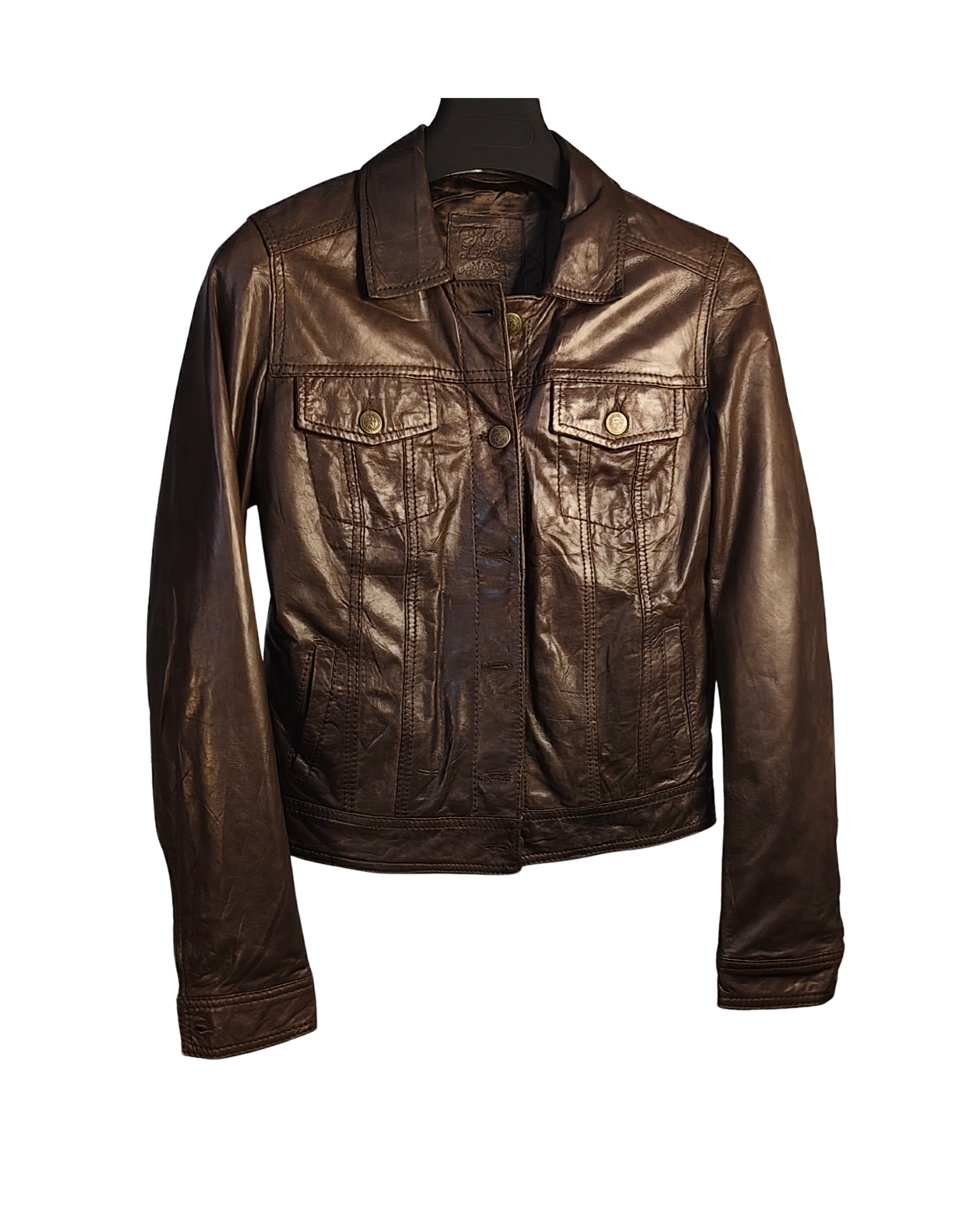 Classic Brown Genuine Leather Trucker Jacket