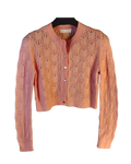 Peach Pointelle Knit Cropped Cardigan