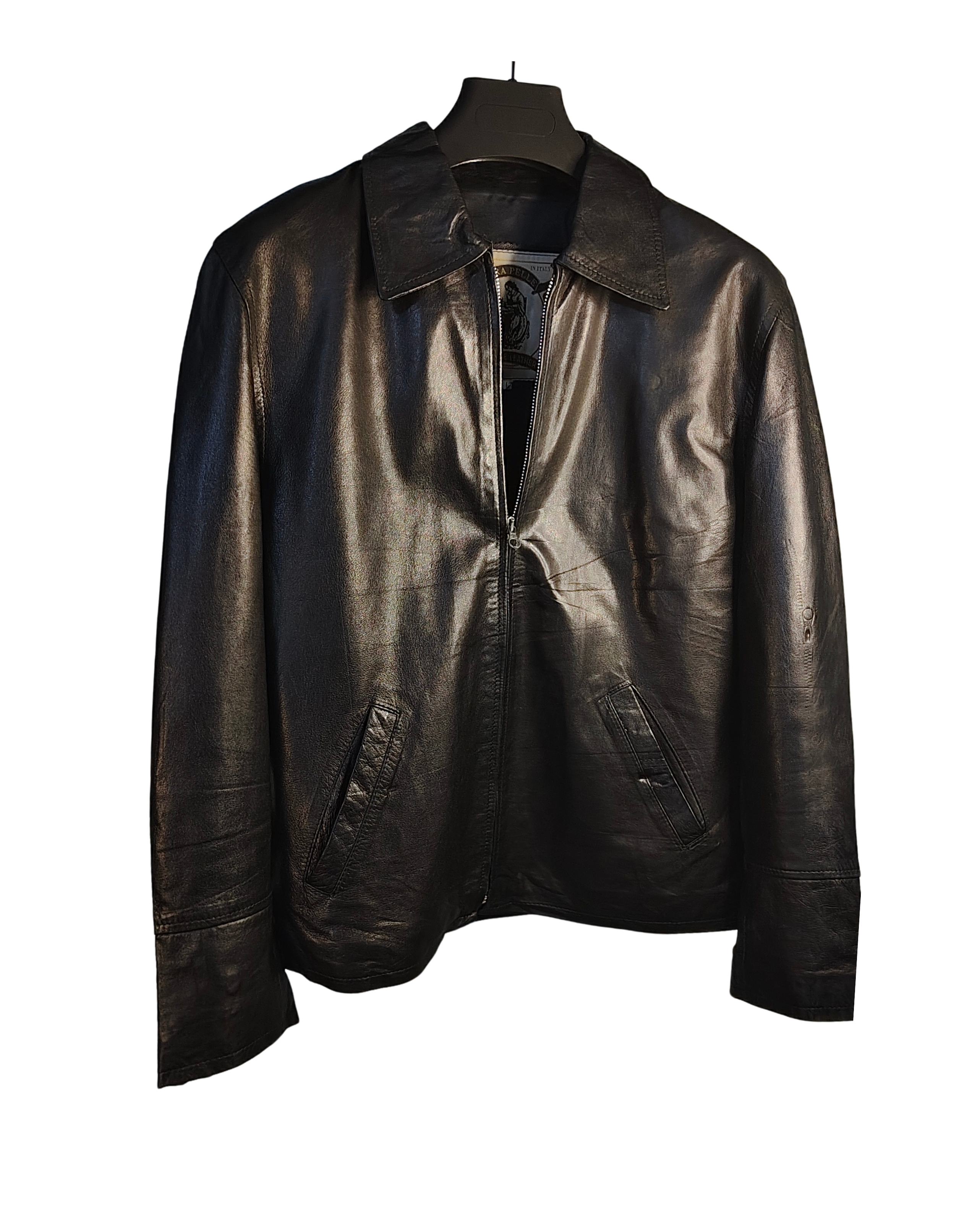 Classic Black Genuine Leather Zip Jacket