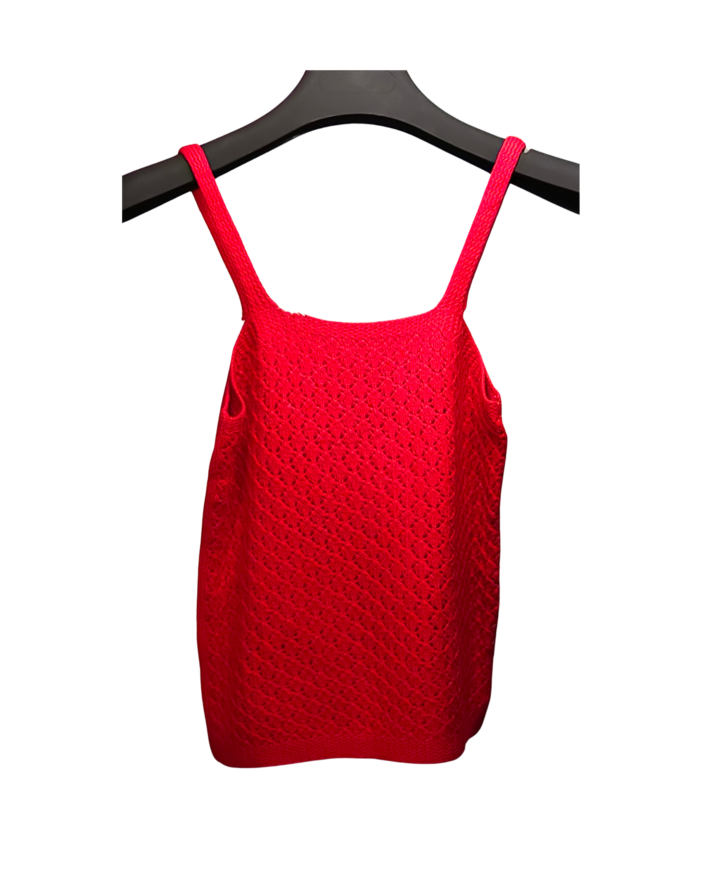 Cherry Red Eyelet Lace Knit Camisole