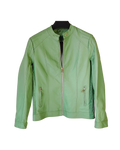 Sage Green Ribbed-Detail Stand Collar Jacket