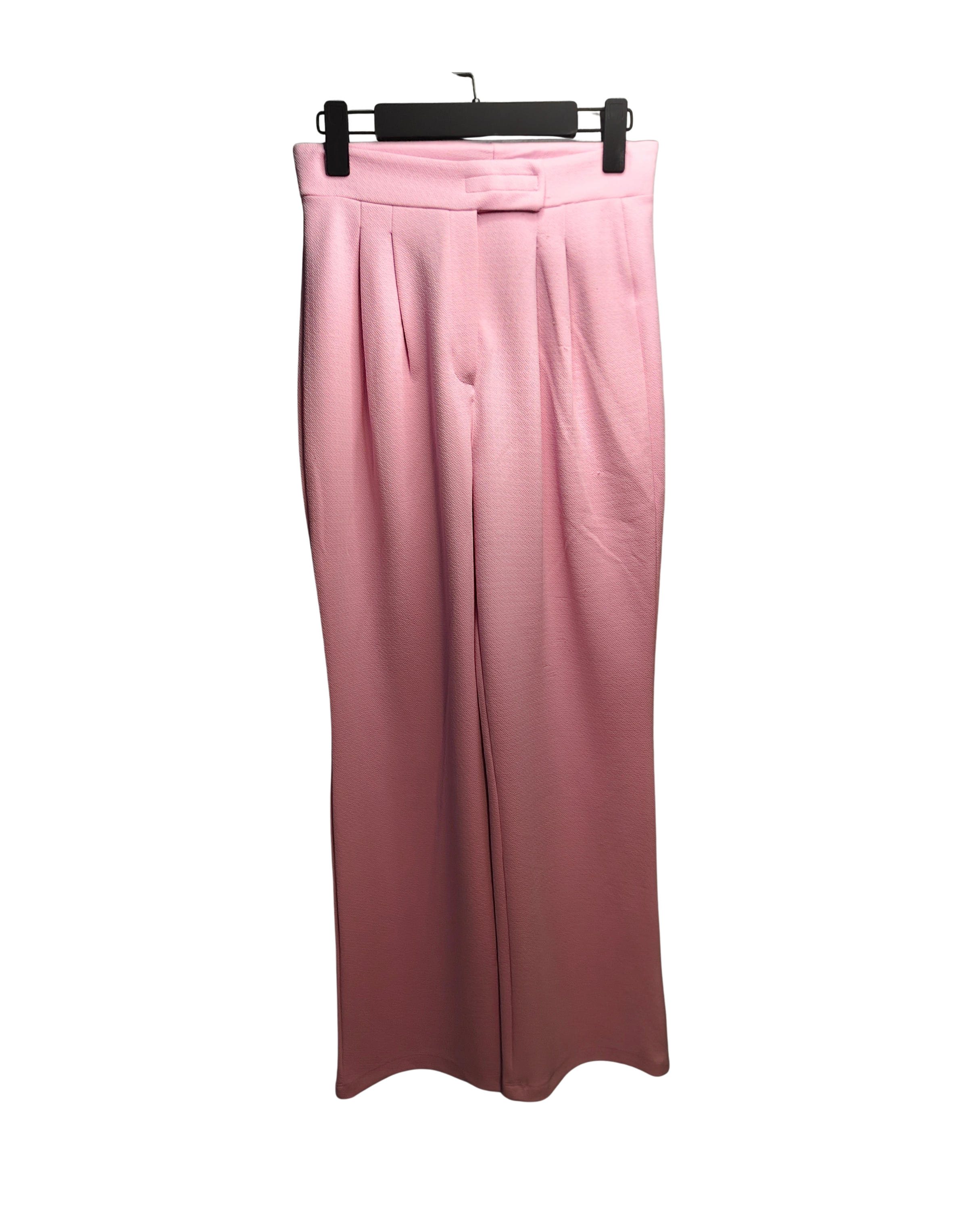 Soft Rose Pleated Wide-Leg Trousers