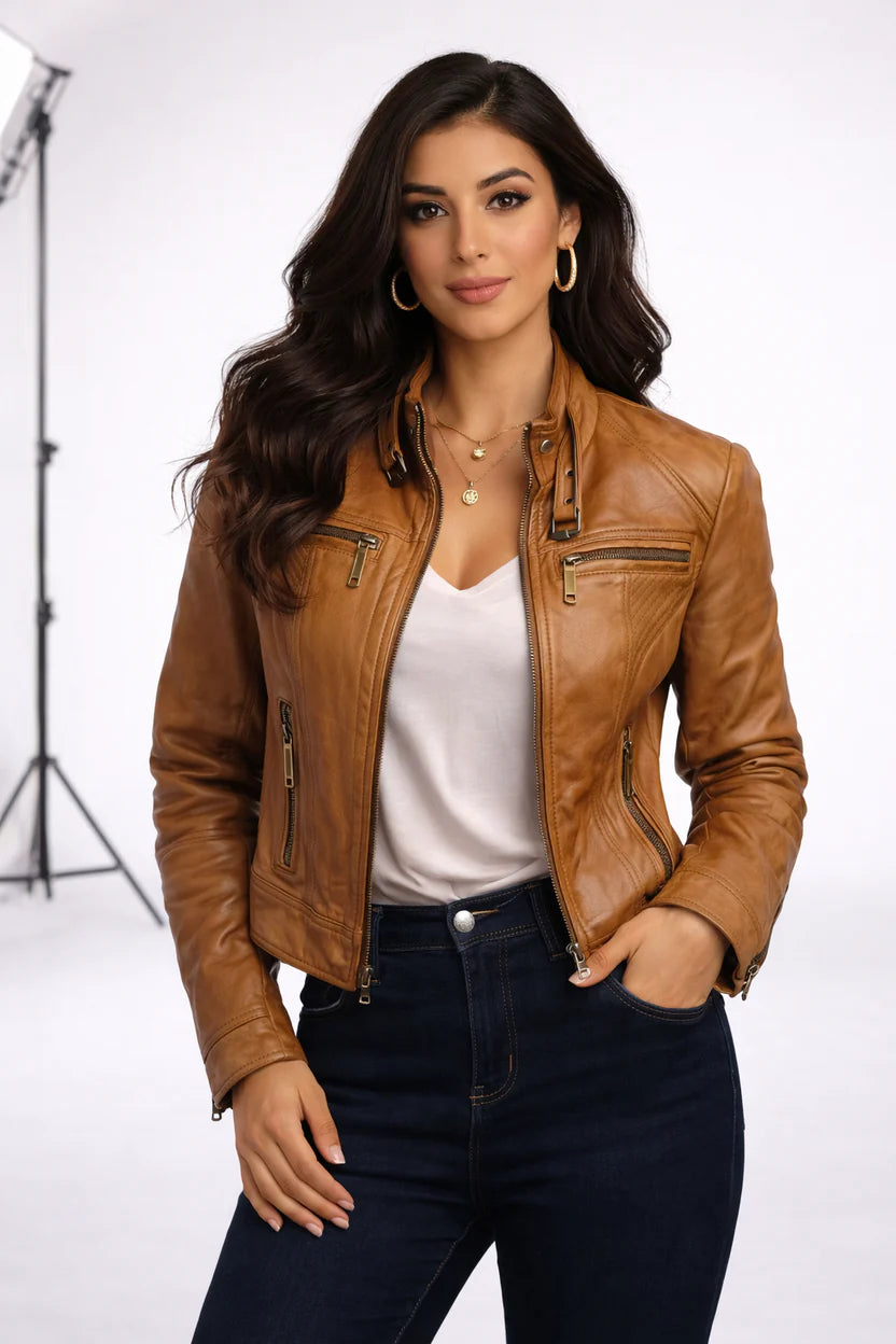 Vintage Tan Genuine Leather Jacket
