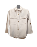 Cream Utilitarian Button-Down Overshirt