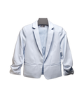 Pale Pastel Blue Ruched-Sleeve Blazer