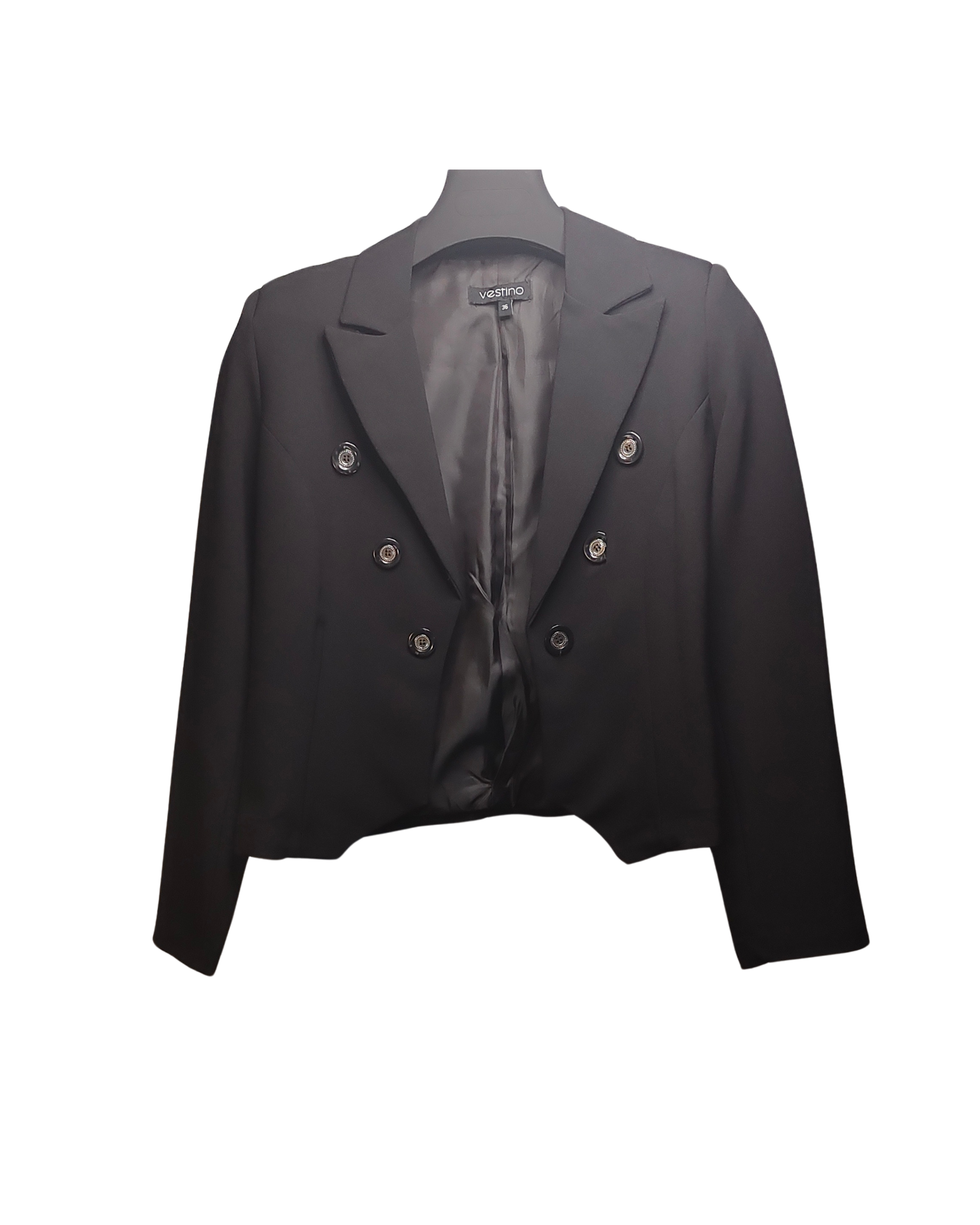 Modern Black Cropped Double-Breasted Blazer